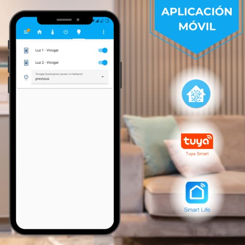 Módulo doble de iluminación Zigbee 3.0 - Vivogar. Para control de 2 luces. Compatible con interruptor. Funciona con Alexa/Google Home. Compatible con Tuya/Smart Life, SmartThings y Home Assistant