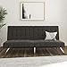DHP Emily 71 Inch Futon Sofa Bed, Armless Upholstered Couch Sleeper with Tufted Back and Seat, Mid-Century Modern, Grey Linen