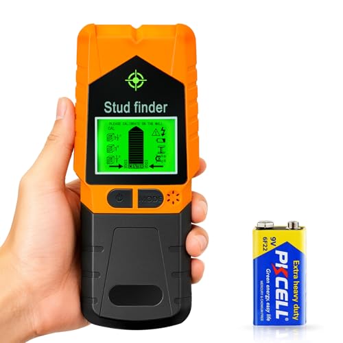 Stud Finder Wall Scanner - 6 in 1 Electronic Stud Finder with HD LCD Display and Smart Chip, Stud Detector Beam Finders for the Center and Edge of Wood AC Wire Metal Joists Pipes (Orange)