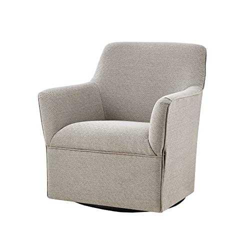 Madison Park Swivel Glider Chair For Living Room, High Back Bedroom Lounge, Foam Seat Cushion Upholstered, Nursery Furniture, Metal Base, Fully Assembled, Grey
