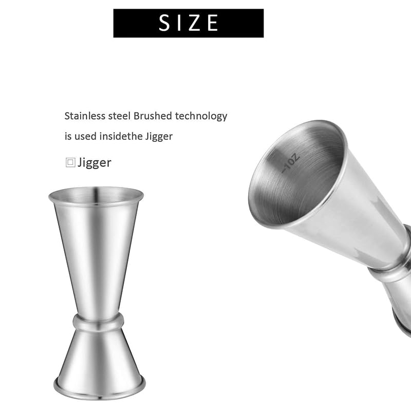 Chougnar Stainless Steel Muddler for Cocktails,Mixing Spoon and Measuring Jigger,Professional Bar Tools,8-Inch Bar Muddler
