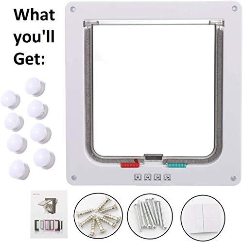 Porta Per Gatti Con Chiusura Magnetica A 4 Vie, Porta Per Animali Domestici Per Gatti E Cani Piccoli, Porta Per Gatti Con Tunnel (Bianco, Xl 24,5 X 28,5 X 5,5 Cm) - 7