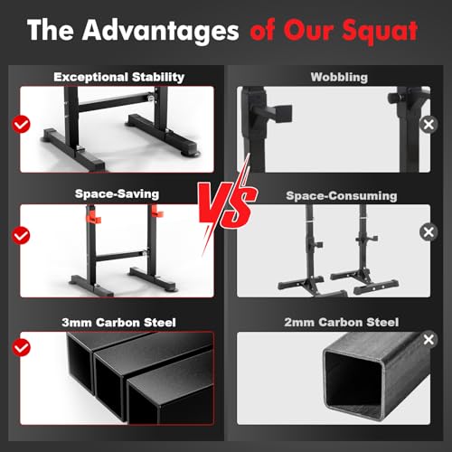 Image of Adjustable Squat Rack, 550LBS Multi-Function Barbell Rack for Weight Lifting and Home Gym Fitness Workout Portable Squat Bench Press - Great for Beginners