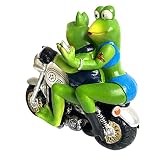 GUILI Décor d'art de Jardin de Grenouille - Belle résine Animal Moto Figurine Fair Garden Decor,Accessoires de Jardin de fées Fournitures de Maison de poupée pour Patio, Maison, Cour, étang, Piscine
