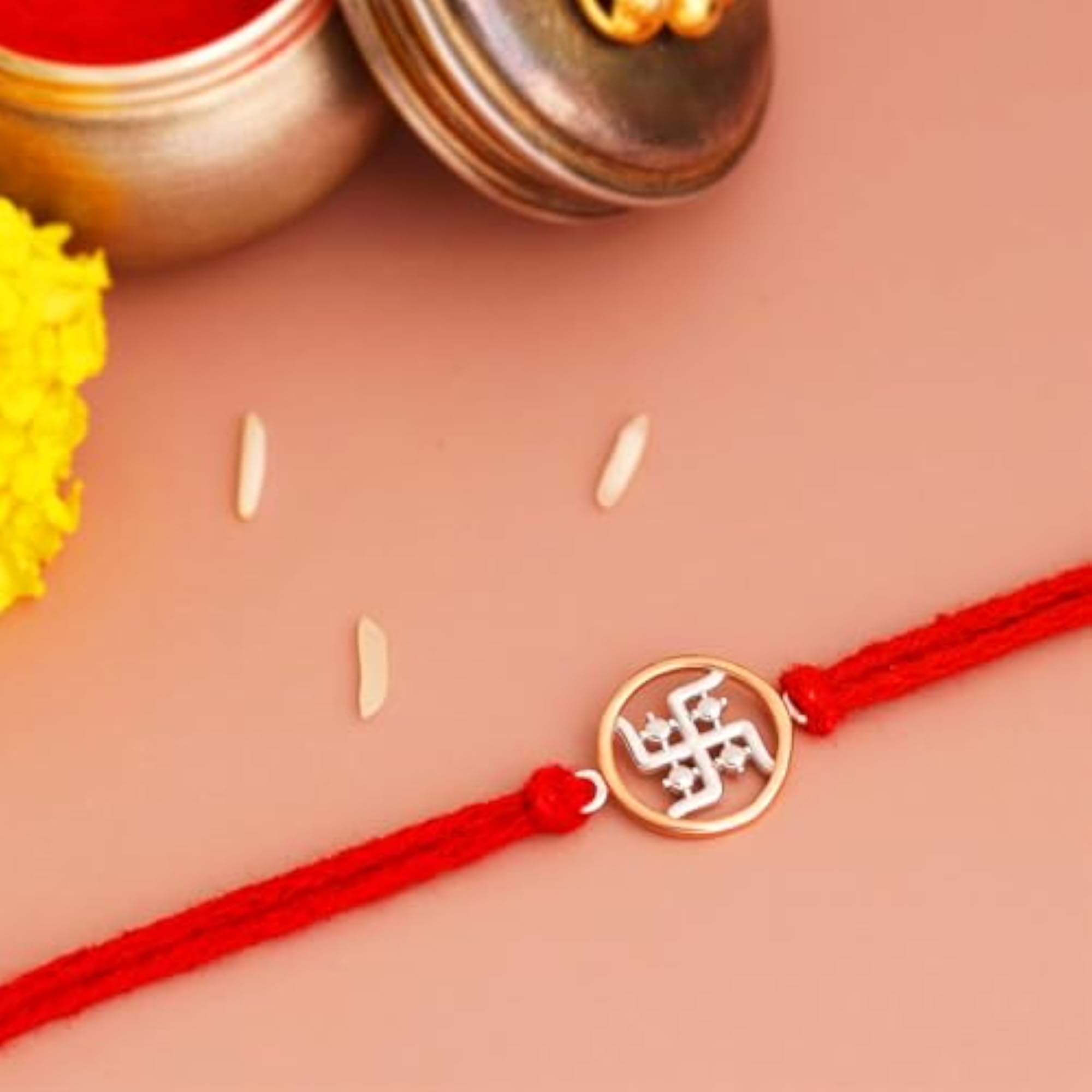 Swastik 925 Sterling Silver Rakhi Bracelet for Raksha Bandhan