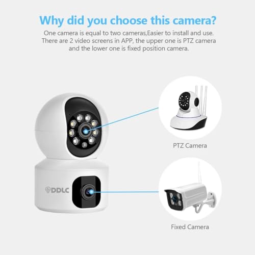 Image of DDLC 5MP Indoor WiFi Smart CCTV Camera for Home | 360 Pan Tilt | Color Night Vision | Motion Detection | Two Way Audio | Wireless Home Security Camera with Mobile App V380 Pro (Upro Dual Lens)