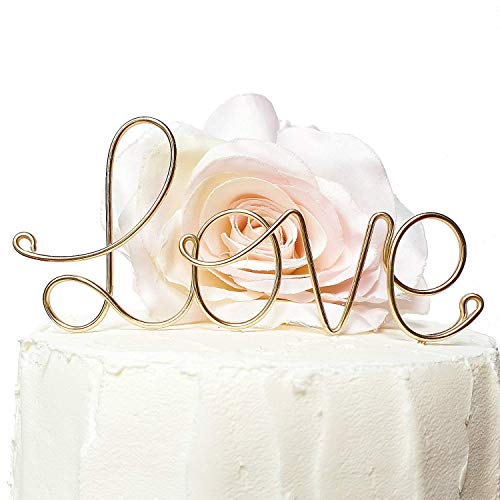 LOVE Cake Topper in CHAMPAGNE GOLD, Wedding Party Cake Ornament, Special Occasions Decoration, Food Safe