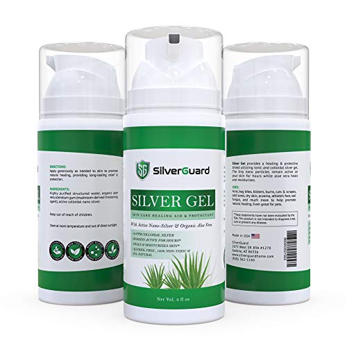 Colloidal Silver Gel Skin Care Healing Aid & Protectant With Organic Aloe Vera – Silver Gel Wound Care Healing Ointment - Eczema Healing Aid - Burn Ointment - Bug Bite Itch Relief - 3.38 Oz #TOP6