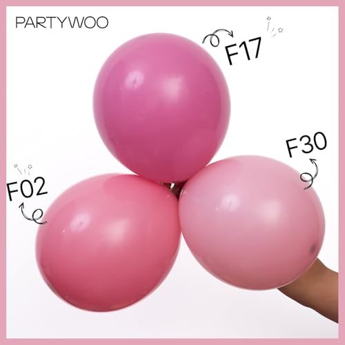 Image of PartyWoo Dusty Pink Balloon Arch Kit Garland 100 pcs Shades of Pink and Dusty Rose Balloons Different Sizes of 18 12 10 5 Inch for Valentine's Day Bridal Shower Wedding Anniversary Party Decorations