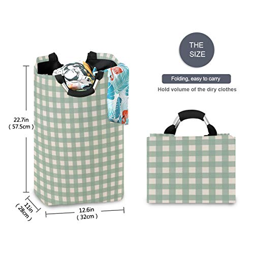 Ruio Laundry Hamper Basket Storage Bag Foldable Clothes Bag Plaid In Sage Green Folding Washing Bin Clothes Hamper Large Basket #TOP4