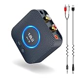 1Mii Bluetooth 5.3 Empfänger für Stereoanlage, HiFi Kabelloser Audio Adapter mit aptX HD & Low Latency, 3,5mm-Klinke & Cinch, 15 Std. Akkulaufzeit, 3D Surround