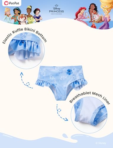Image of Disney Frozen Elsa Stitch Marvel Toddler Girl Two Piece Long Sleeve UPF50+ Swimsuit Rashguard Sets Bathing Suit