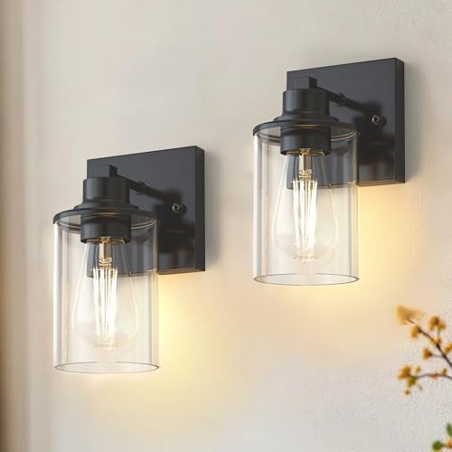 Image of DORESshop Wall Sconces Set of 2 Bathroom Vanity Light Over Mirror Black