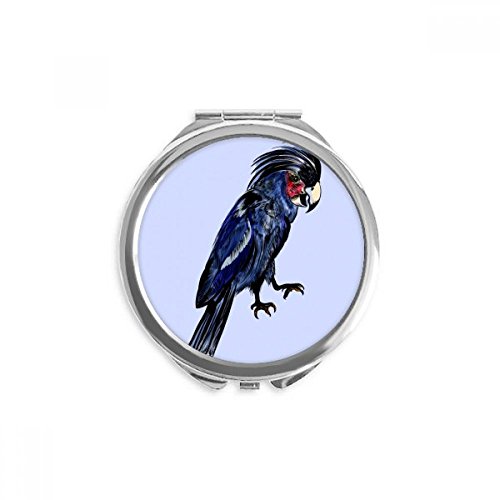 Espejo redondo portátil para bolso con diseño de pájaro azul para retoques en cualquier lugar