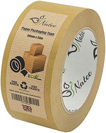 NATEE® Kraft Paper Packaging Tape | Fully Recyclable Sticky Tapes | Strong Eco-Friendly Kraft Paper for Packing Parcels and Boxes | Brown Paper Packaging for Moving House | 50 Metres x 50mm (1)