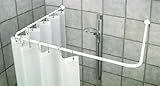 ALU WINKELSTANGE DUSCHVORHANGSTANGE UNIVERSALSTANGE WEISS 3 er INCL DECKENSTÜTZE! CORNER SHOWER ROD WHITE!