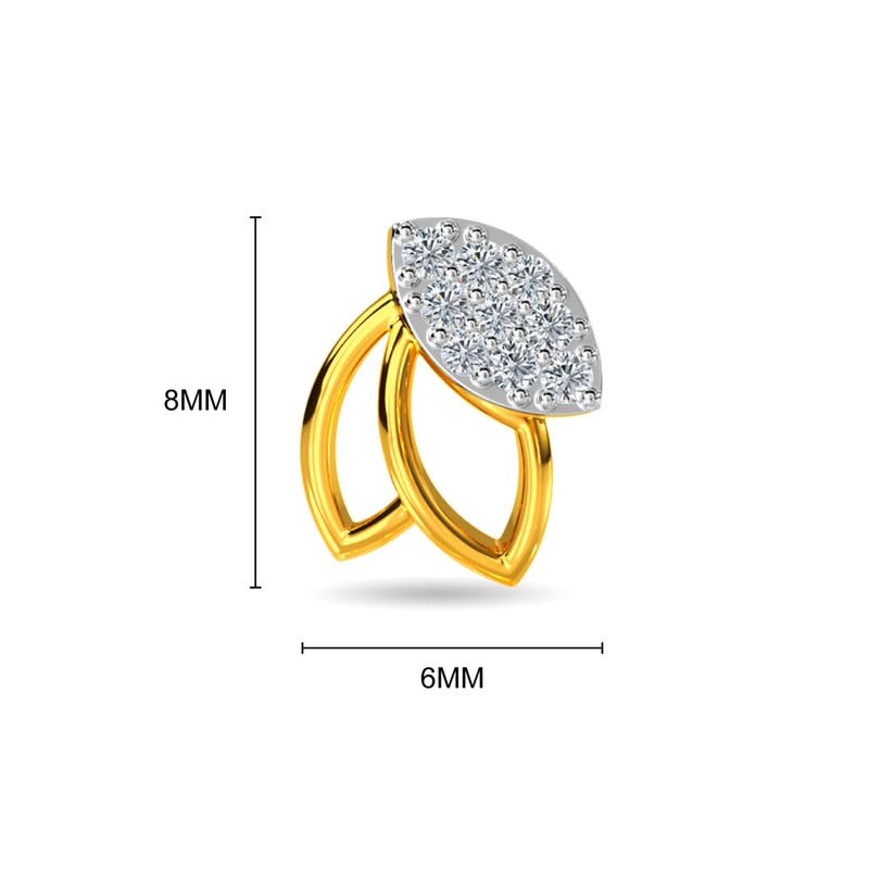 Image of KISNA JEWELS 14KT|18KT BIS Hallmark Pure Gold and Diamond Stud Earrings For Women with Screw Back clouser