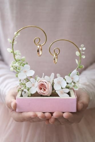Image of SATYAM KRAFT 1 Pc Handcrafted Heart Design Engagement Ring Holder Platter thali-Ideal for Ring Ceremony, Sagai,shaadi Decor,Marriage, Handmade Decorative Platter for Brides Maid