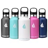 HYDRO CELL Stainless Steel Water Bottle with Straw & 2 Standard Mouth Lids (32oz 24oz 20oz 16oz) Keeps Liquids Hot or Cold w/Double Wall Vacuum Insulated Leak Proof Sport Design (White 16oz)