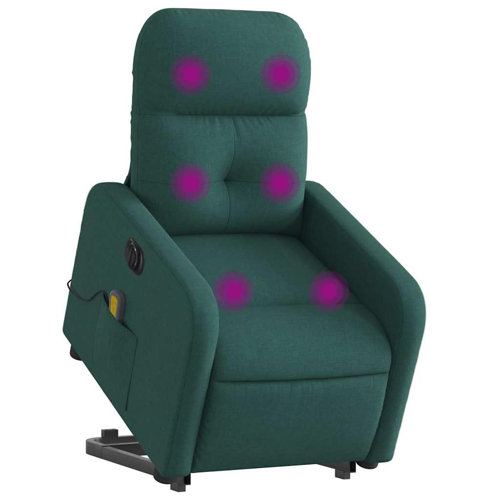 Elektrischer Personenaufzug mit Vibrationsmassage, elektrisch neigbar und unterstützt, Stoff dunkelgrün, 6-Punkt-Massage, bequem