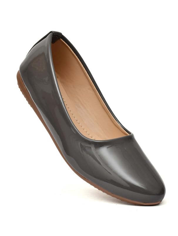 Image of MISS London Women's Bellies | Patent Leather Flats for Casual & Office Wear | Stylish & Comfortable | TPC Sole