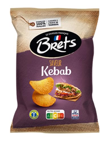 Brets Patatas fritas con sabor a kebab, 125 g, hechas con 100% patatas francesas, fabricadas en Francia, sin conservantes, sin MSG añadido