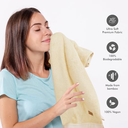 Image of Spread Spain Bamboo Hand Towel, Ultra Soft, Absorbent & Quick Dry, 360 GSM, Towel for Daily use, Gym, Pool, Travel, Sports and Yoga, 40cms x 60cms, Pack of 1 (Olive)