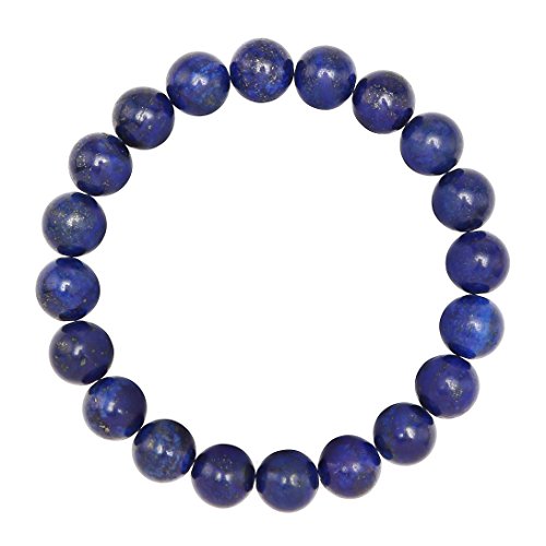 BRCbeads Gemstone Bracelets Blue Lapis Enhance Color Natural Gemstone Birthstone Handmade Healing Power Crystal Beads Elastic Stretch 10mm 7.5 Inch with Gift Box Unisex