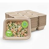 TreePack Vaschette per alimenti usa e getta monoporzione approvata Moca 50 pz, contenitori per alimenti compostabili per microonde, forno e freezer, Brevetto Easy Green da -20 a 200°C