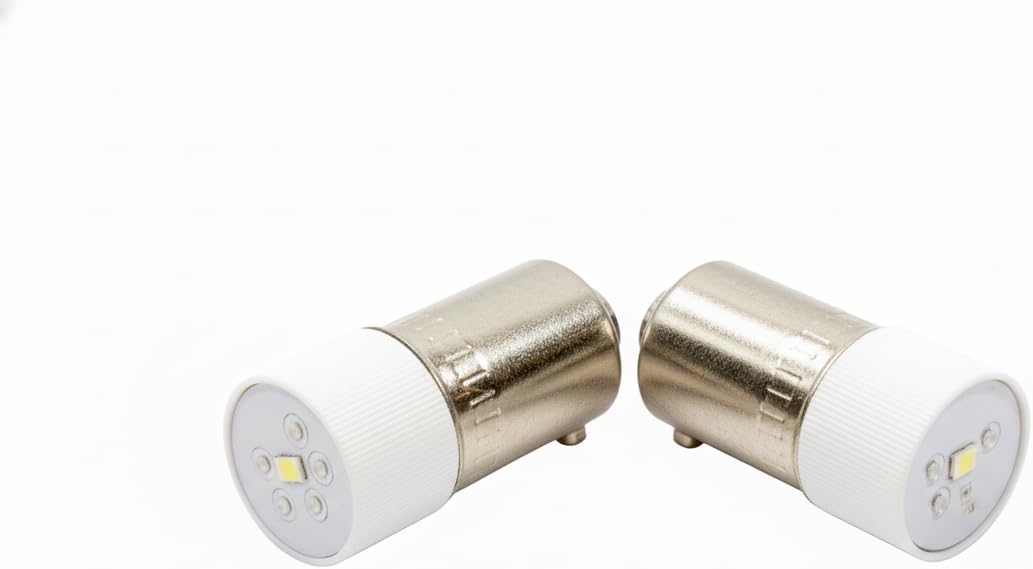 Alpinetech SMD 24V AC/DC LED Miniature Bayonet BA9s 9mm Base Replacement Bulb for Indicator Pilot Light (Pack of 2) (White)