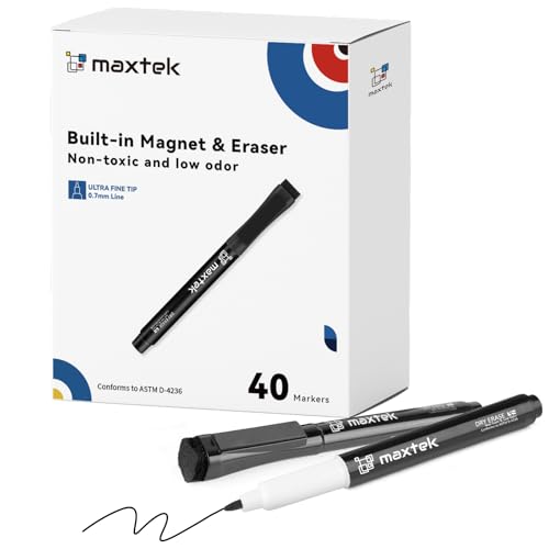 maxtek Dry Erase Markers, 40 Count, Black, Ultra Fine Tip 0.7mm