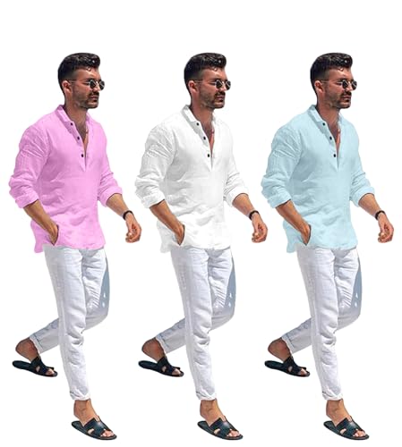 Image of Combo of Men Solid Cotton Blend Straight Kurta Shirt Pack of 2
