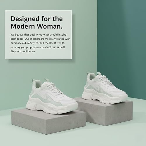 Image of Women's Chunky Lace-Up Sneakers, Colour Block Platform Casual Shoes