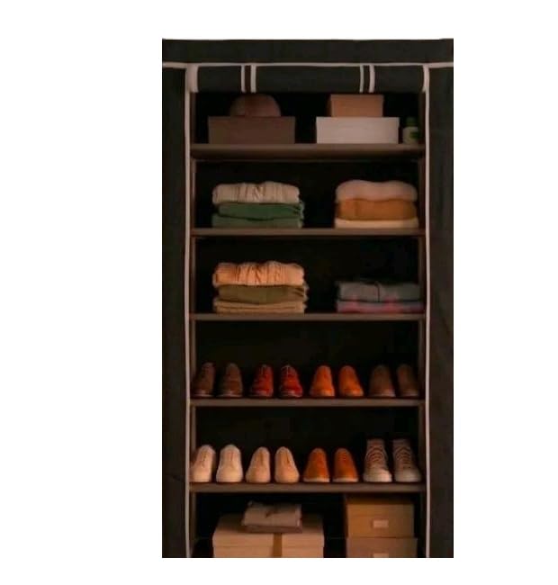 Shoe Rack Organizer Storage Stand with Cover for Home Bedroom Living Room Space Saving Unit Black