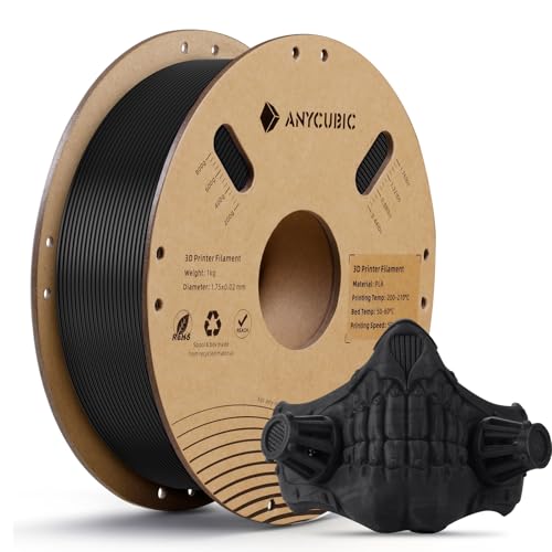 ANYCUBIC Pla Filament 1.75mm 3D Drucker Filament Pla Schwarz, 1kg Spool, Filament 3D Druckmaterialien Maßgenauigkeit +/-0,02mm