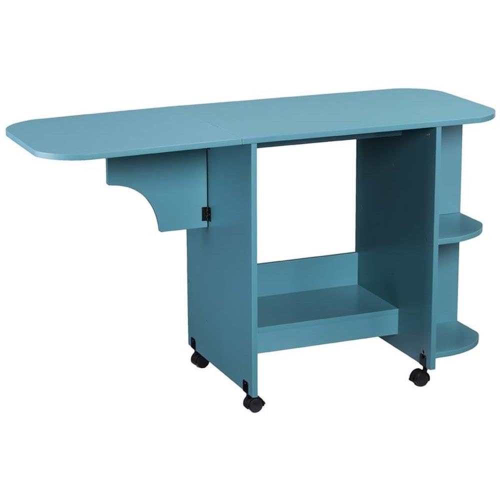 Southern Enterprises SEI Furniture Mobile Sewing and Craft Table in Turquoise