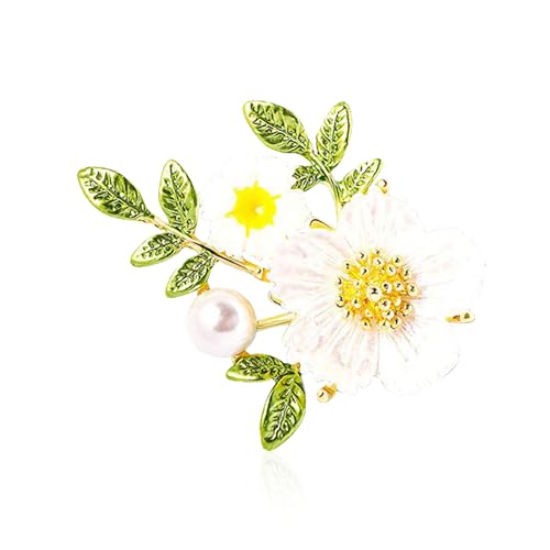 Image of Fashion Flower Brooches for Women Daisy Flower Pearl Chrysanthemum Elegant Enamel Pins Casual Jewelry For Women Party Bag Hat Brooch Pins Accessaries