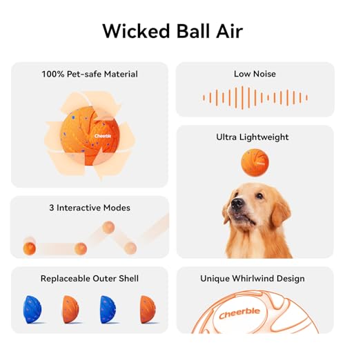 【New Material】Cheerble Smart Interactive Dog Toy, Wicked Ball AIR, Automatic Moving, Bouncing, and Rotating Ball, E-TPU Material, IPX7 Waterproof Rating, Active Rolling Ball for Medium and Large Dogs - Image 3