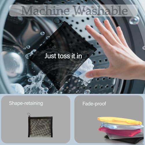 Image of Patu Zipper Mesh Bags, Beauty Makeup Cosmetic Accessories Organizer, Travel Toiletry Kit Set Storage Pouch, 5 Pieces, Gray, Grey, S