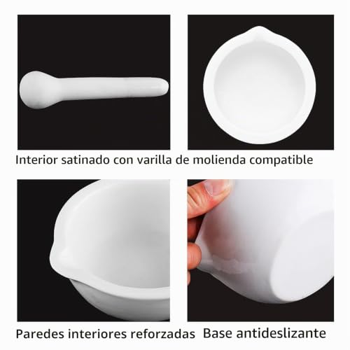 Miniatura 4 de 2 Piezas 55ml, 80ml, Mortero Cocina, Mortero, Mortar And Pestle, Tamaño Pequeño, Material Cerámico, Para Especias De Cocina Y Trituración En Laboratorio