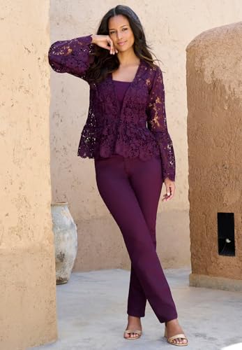 Roaman's Women's Plus Size Bell Sleeve Lace Jacket4