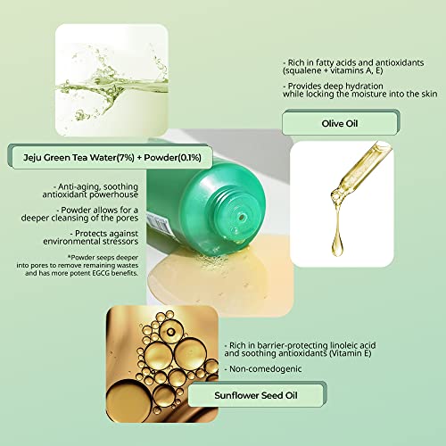 Yadah Green Tea Pure Cleansing Gel, 3.4 Fl Oz - Ph Balanced Foaming Gel Cleanser Formulated With Natural Ingredients For Double Cleanse With Vegan Formula For Smooth, Gentle Face Wash #TOP3