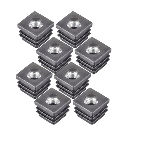 Image of MyyiTar 8 Pcs Square Chair Leg Floor Protector, Furniture Leg Protectors, Plastic Plugs 1.2 inchx1.2 inch OD Square Tubing Endcap with M8 Thread for Tubular Racks Legs Inserts,Black 1.2 inch