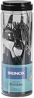 Brinox - Faqueiro 24 Peças em Aço Inox Riviera com Pote de Plástico - Preto