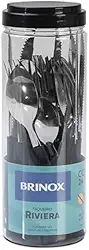 Brinox - Faqueiro 24 Peças em Aço Inox Riviera com Pote de Plástico - Preto