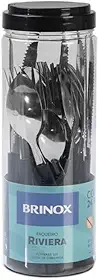Brinox - Faqueiro 24 Peças em Aço Inox Riviera com Pote de Plástico - Preto