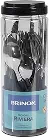 Brinox - Faqueiro 24 Peças em Aço Inox Riviera com Pote de Plástico - Preto