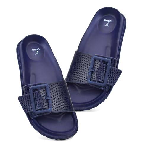 Image of YOHO Grape Sliders for Women & Girls | Stylish,Cushioned, Lightweight Slides & Waterproof Flip Flops | Adjustable Buckle | Comfortable Monsoon Footwear