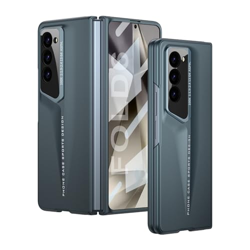 Image of Midkart Matte Case Compatible with Samsung Galaxy Z Fold 6 Release 2024 Ultra Thin Hard PC with Front Glass Cover Glossy Camera Protection, Grey Green