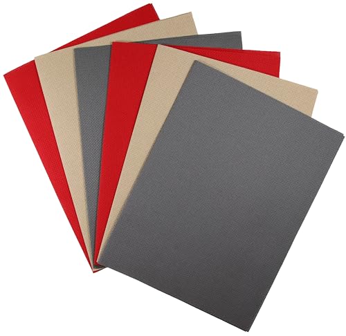 Image of KCS 6 pc of 12 inch x 18 inch(30cmx45cm) 14CT Counted Cotton Aida Cloth Cross Stitch Fabric (Red+Khaki+Dark Grey)